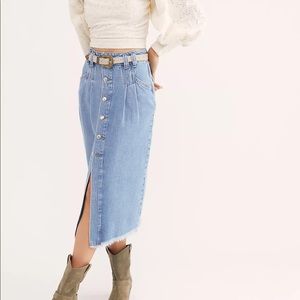 Free People Denim Midi Skirt